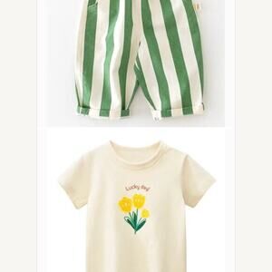 Lot of 2: new spring, summer pants, choice of tee. 24 months